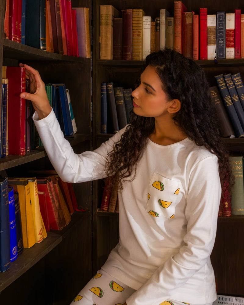 Tacos & white top set with long-sleeves