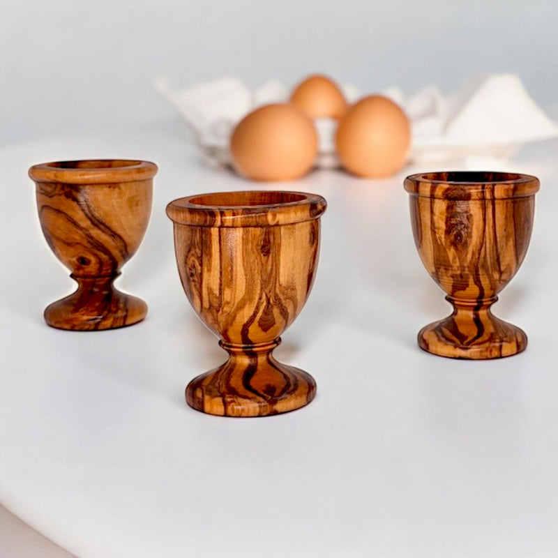 Olive Wood Egg Cup | Wooden Soft Boiled Egg Holder Breakfast Serving Stand