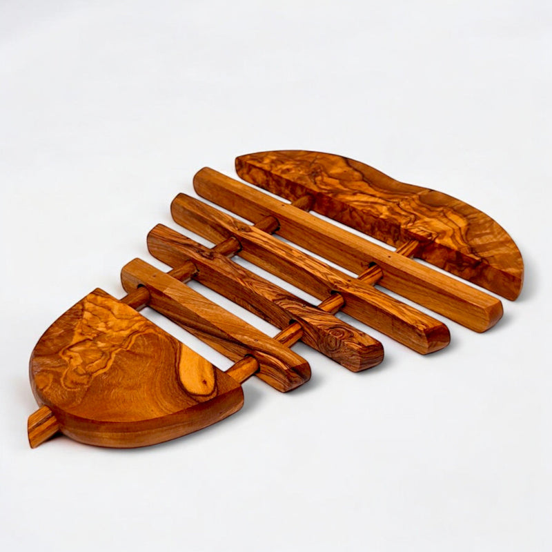 Handcrafted  Olive Wood Trivet (21x18 cm) | Hot Pad