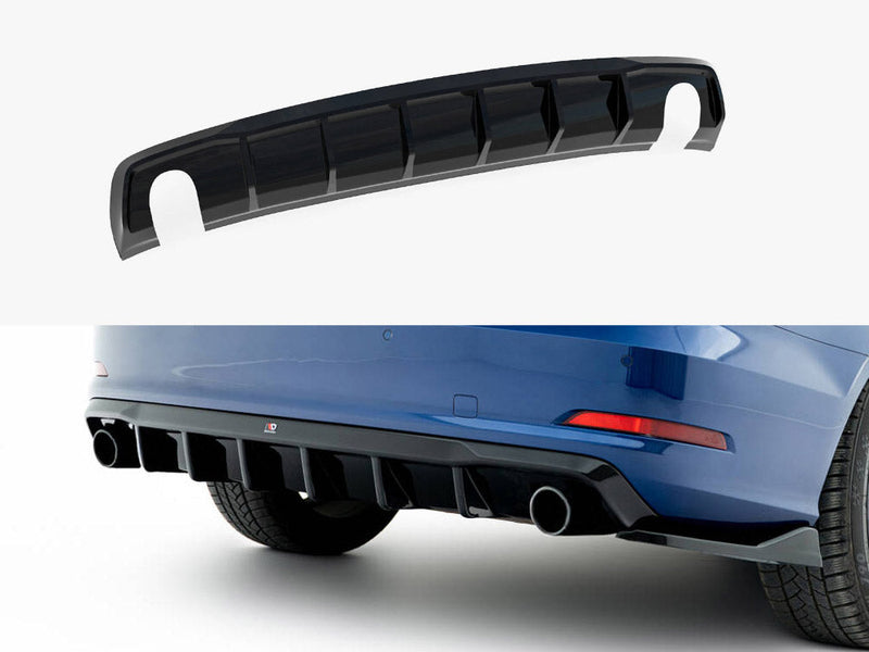 Maxton Design - Rear Valance Audi A3 Sedan 8V (Version with single exhaust tips on both sides)