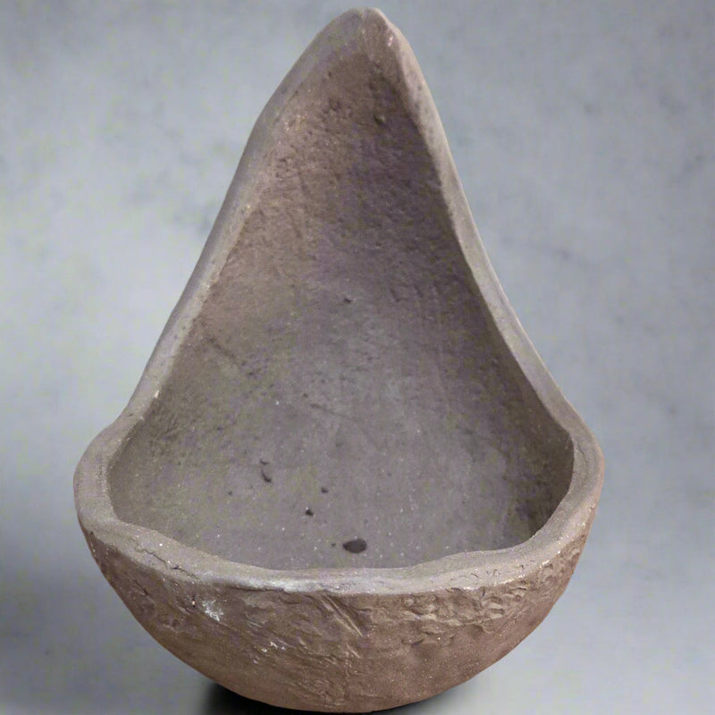 20cm Unglazed Bonsai Pot | Half-Moon | 20cm x 15cm x 17cm | Brown