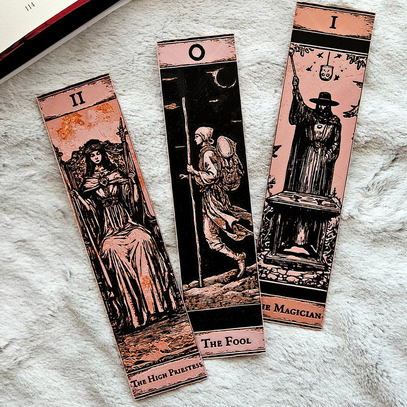 Tarot Bookmarks Set #1 | Gothic Major Arcana Book Marks | The Fool, High Priestess & Magician