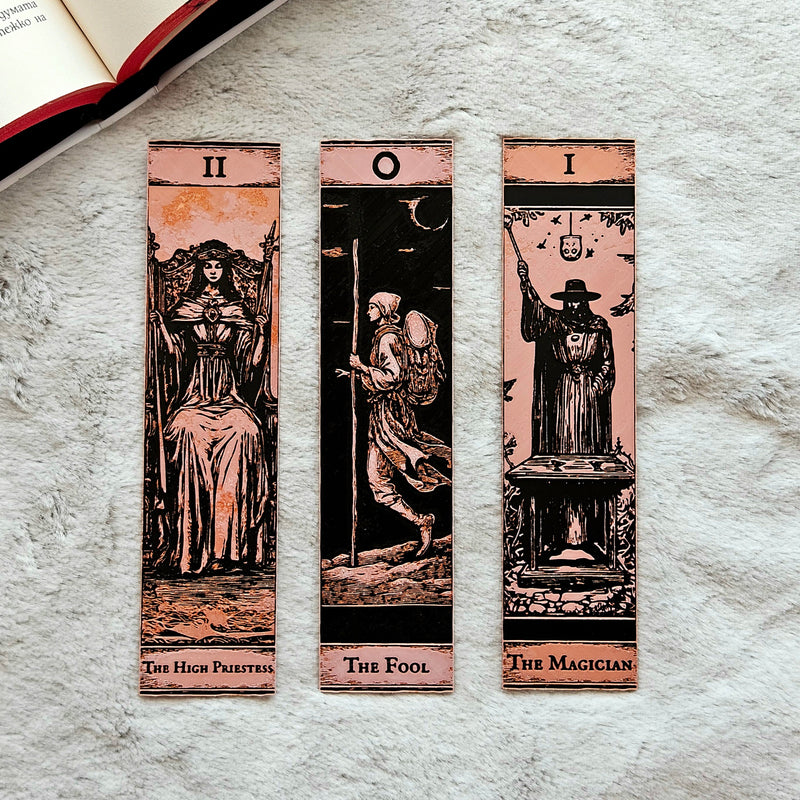 Tarot Bookmarks Set #1 | Gothic Major Arcana Book Marks | The Fool, High Priestess & Magician