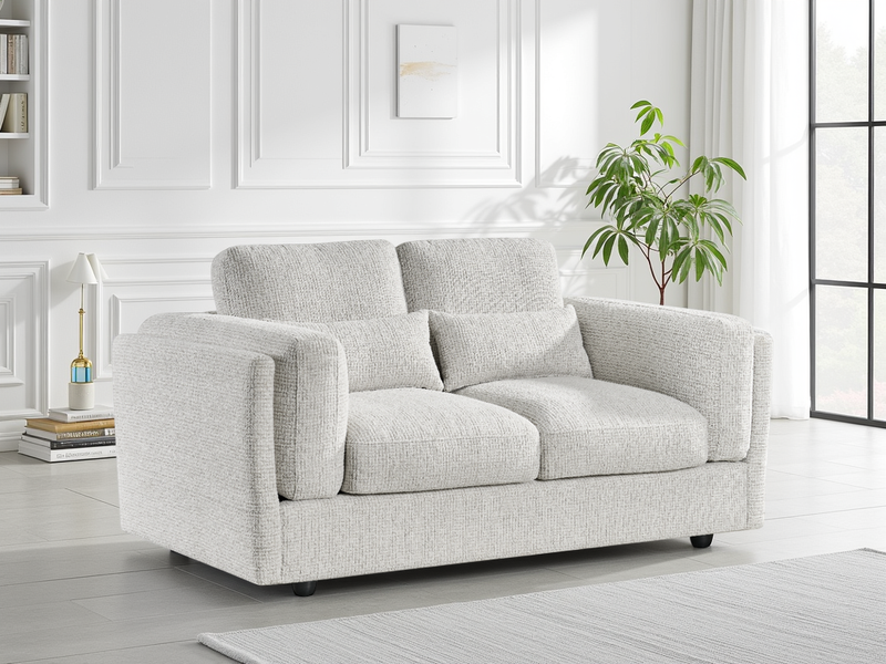 Comfortable Bari Two-Seater Fabric Sofa with Chunky Armrests
