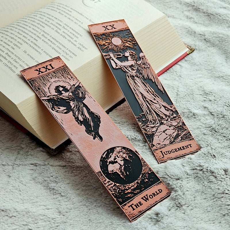 Gothic Tarot Bookmarks Set #8 – The World & Judgement | Major Arcana Collection | Occult & Witchy Gifts UK