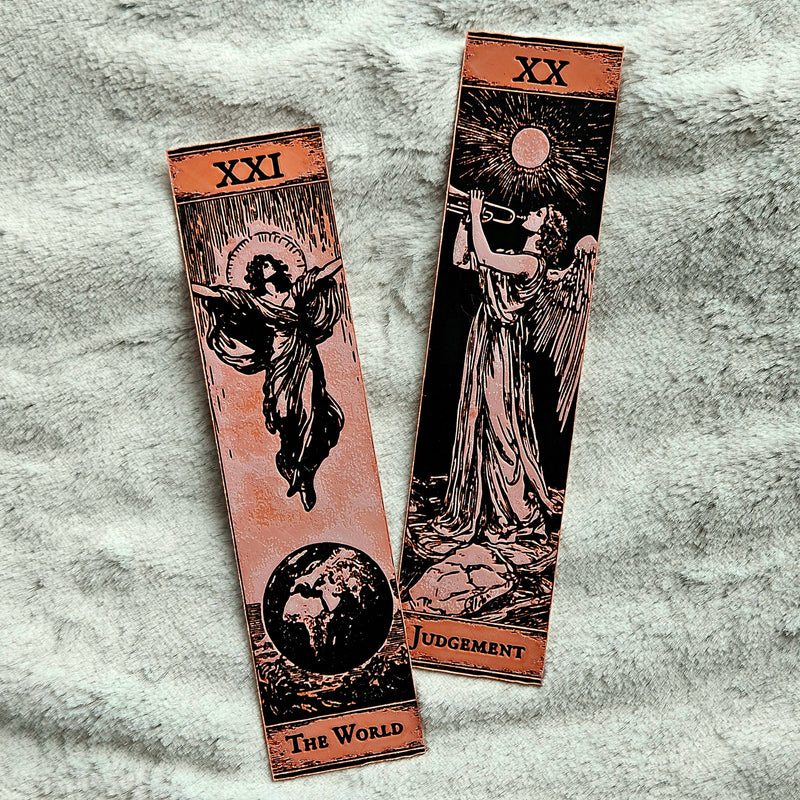 Gothic Tarot Bookmarks Set #8 – The World & Judgement | Major Arcana Collection | Occult & Witchy Gifts UK