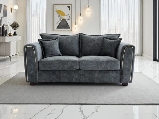 Serena 2 Seater Sofa: Modern Quilted Design, Chic Metal Trim Accents