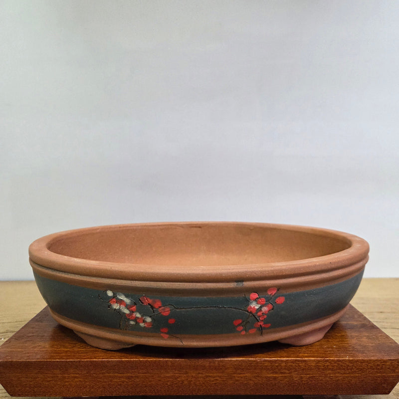 42cm Premium Unglazed Bonsai Pot | Oval | 42cm x 31cm x 11cm | Painted