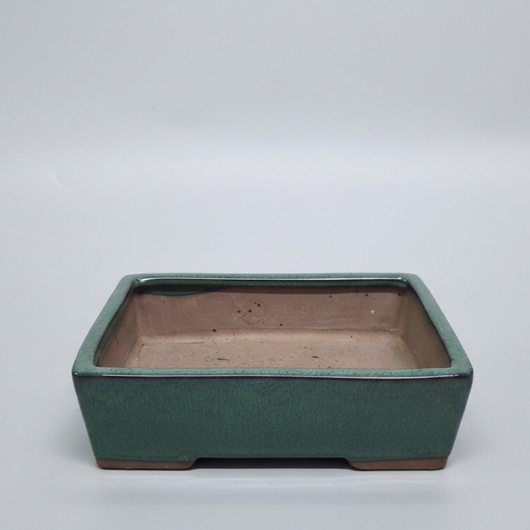 30cm Glazed Bonsai Pot | Rectangle | 30cm x 23cm x 9cm | Dark Green