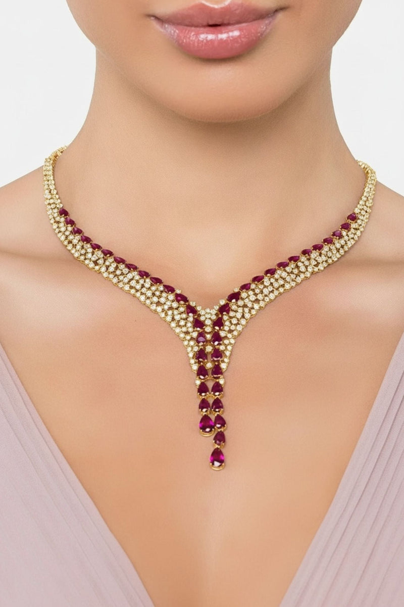 Baroness Statement Necklace Ruby Gold