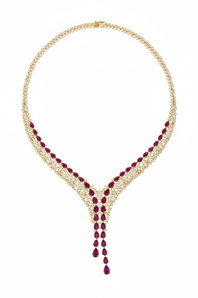 Baroness Statement Necklace Ruby Gold