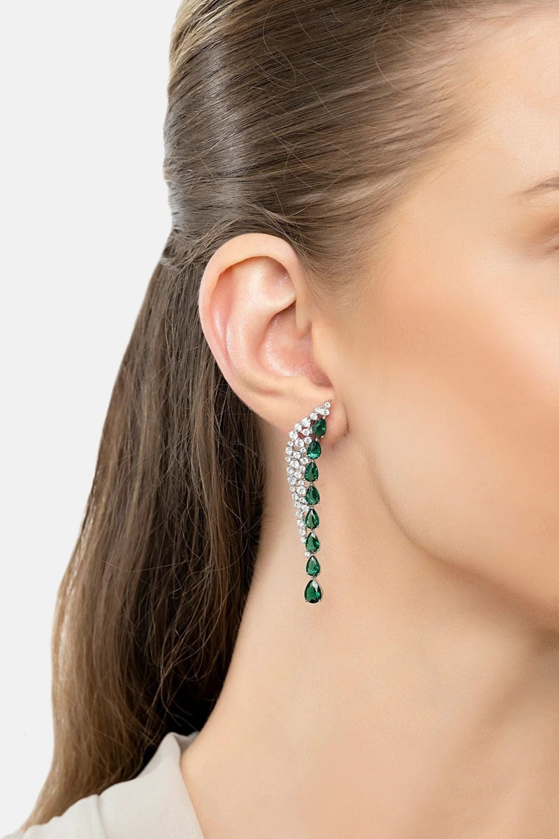 Baroness Gemstone Drop Earrings Emerald Gold