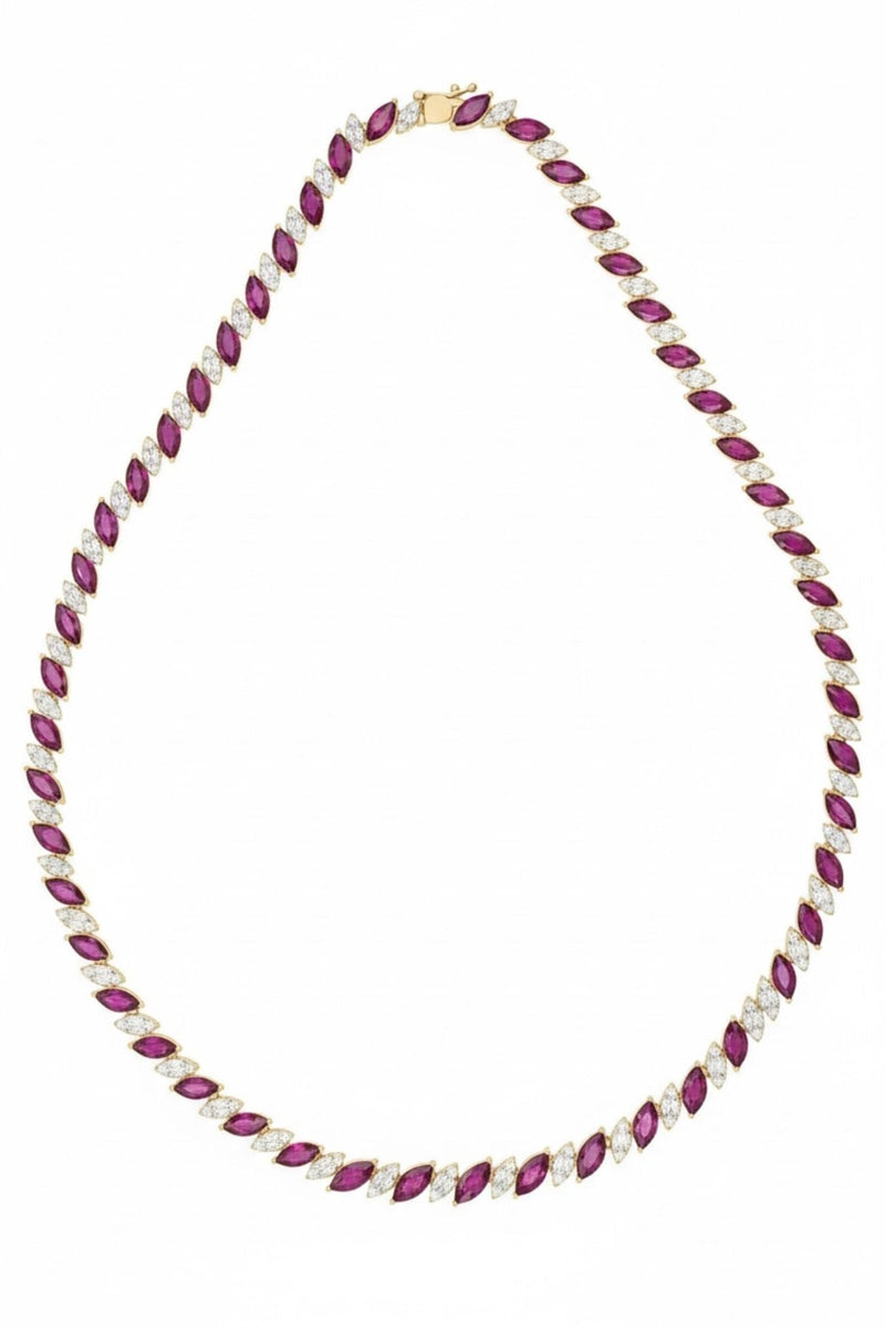 Viscountess Statement Tennis Necklace Ruby Gold