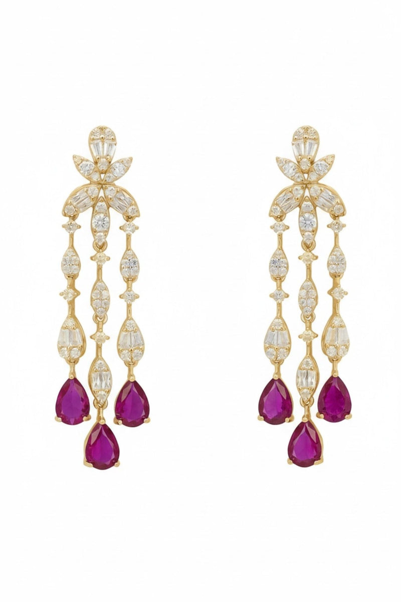 Duchess Ruby Drop Earrings Gold