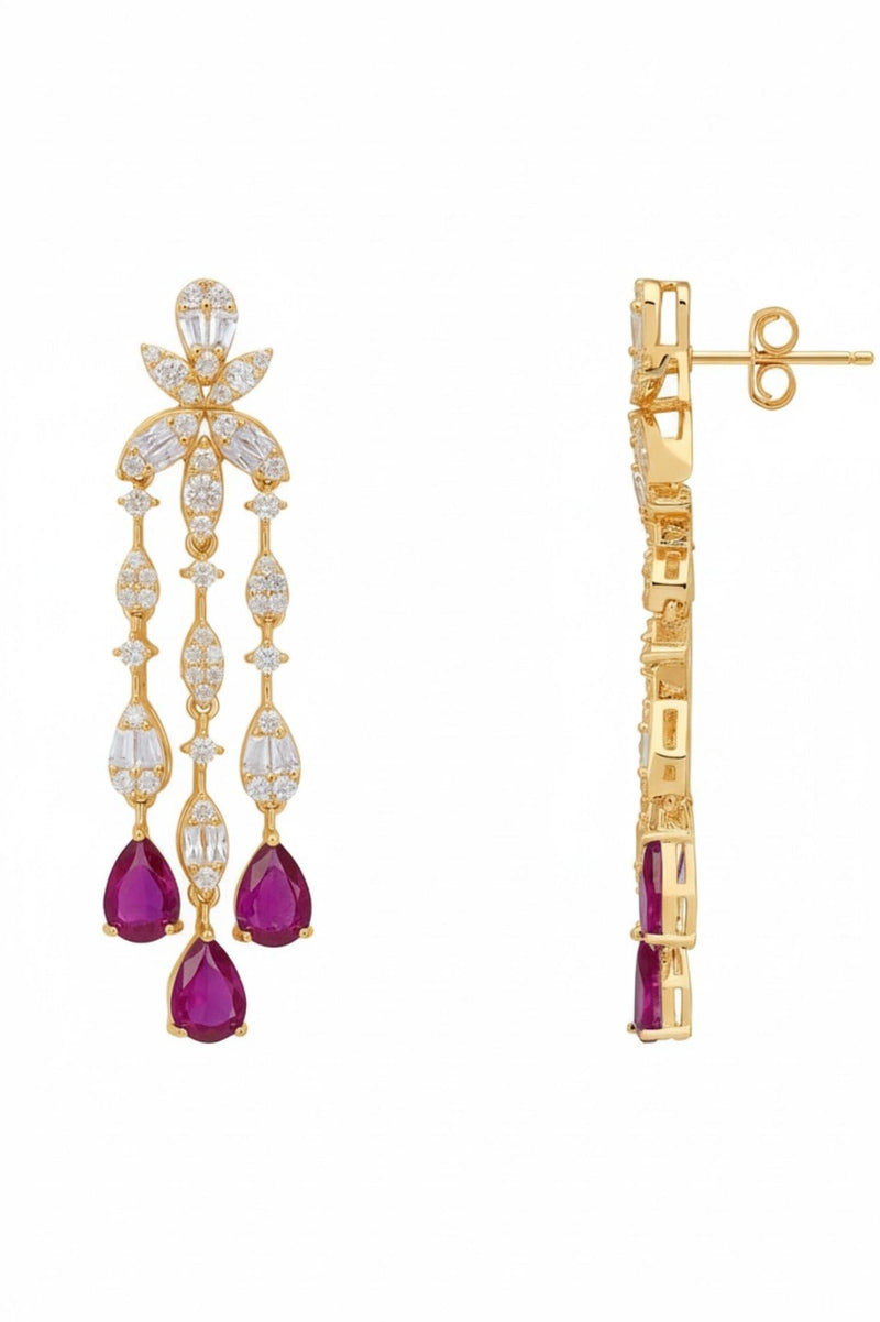 Duchess Ruby Drop Earrings Gold