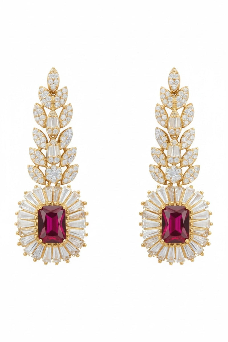 Countess Gemstone Drop Earrings Ruby Gold
