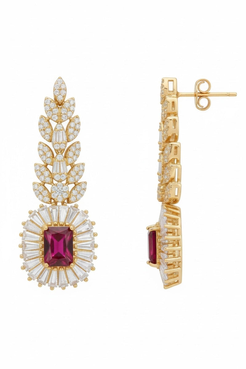 Countess Gemstone Drop Earrings Ruby Gold
