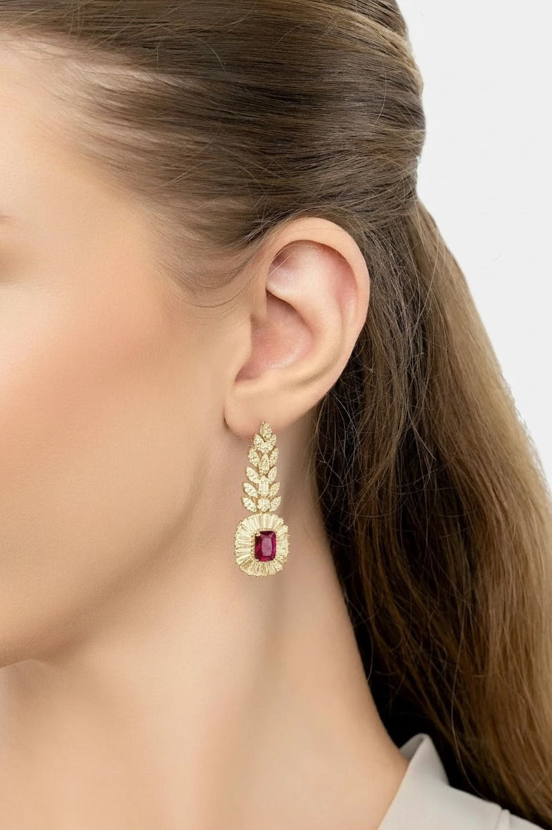 Countess Gemstone Drop Earrings Ruby Gold