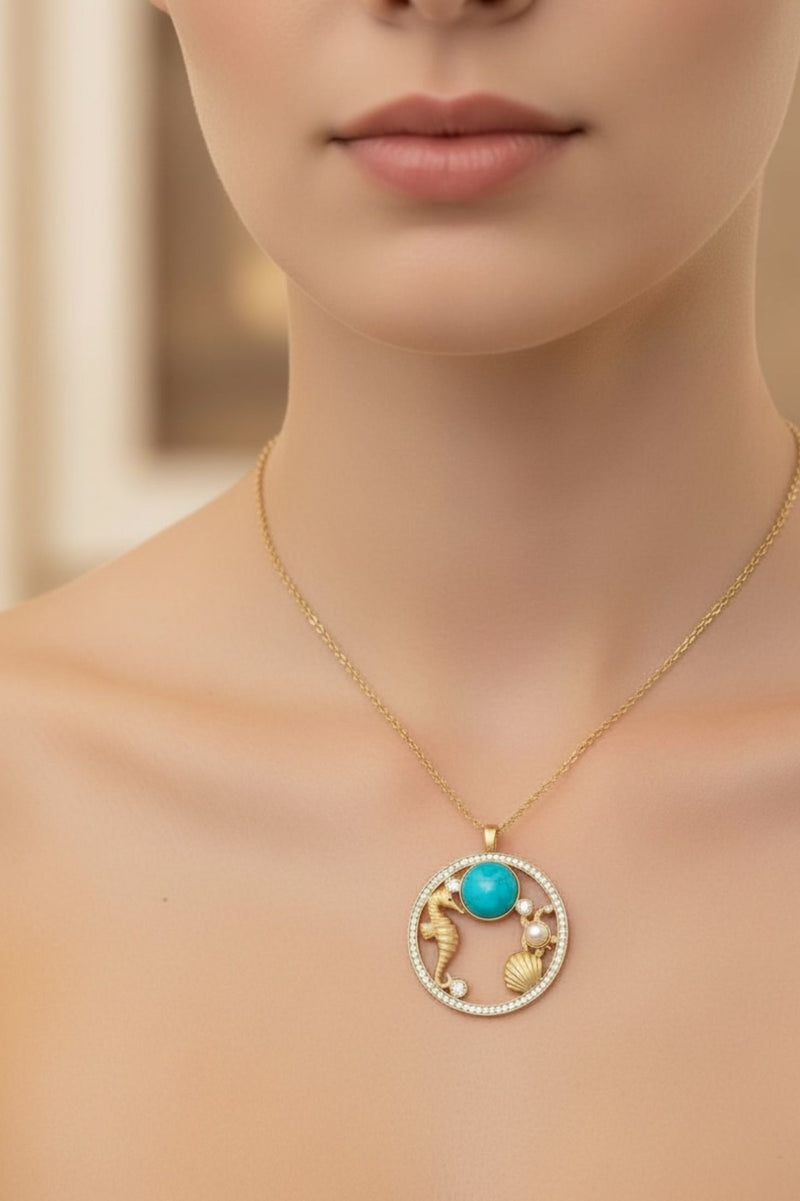 Oceanic Wonderland Necklace Turquoise Gold