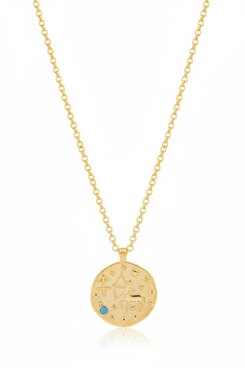 Zodiac Birthstone Talisman Necklace Sagittarius Gold