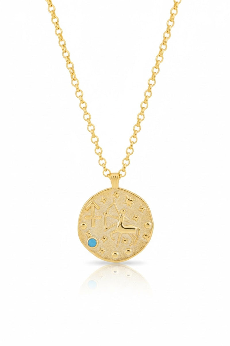 Zodiac Birthstone Talisman Necklace Sagittarius Gold