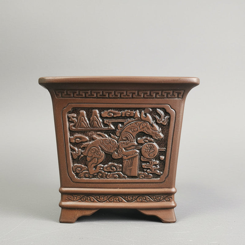 25cm Premium Unglazed Bonsai Pot | Cascade | 25cm x 25cm x 23cm | Brown