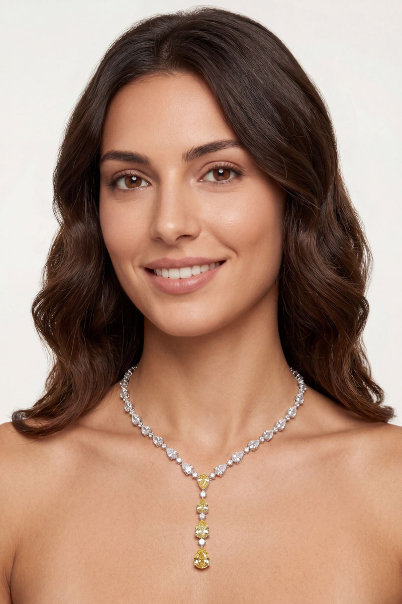 Elizabeth Statement Necklace Yellow Topaz Silver