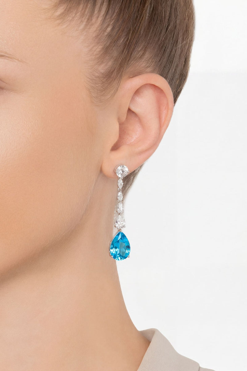 Bardot Blue Topaz Drop Earrings Silver