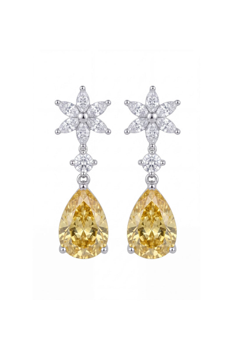 Sunflower Yellow Topaz Drop Earrings Silver