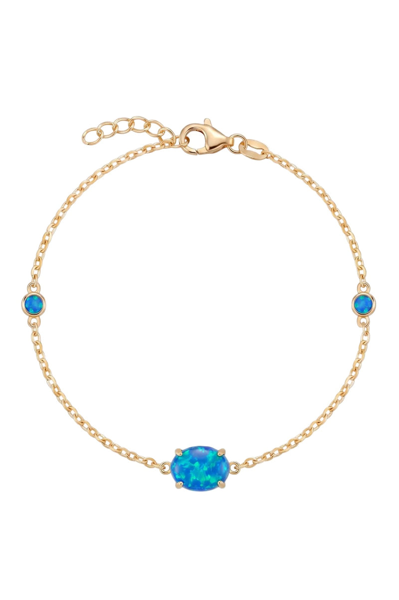 Oval Blue Opal Bracelet Gold