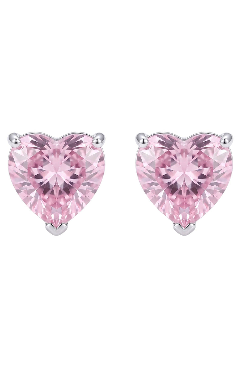 Amore Heart Morganite Stud Earrings Silver