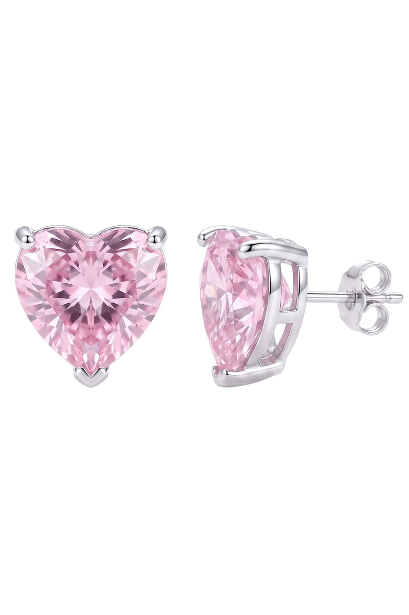 Amore Heart Morganite Stud Earrings Silver