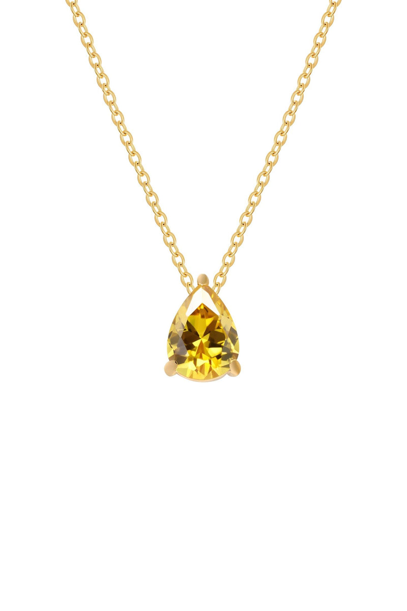 Adele Teardrop Necklace Gold Citrine