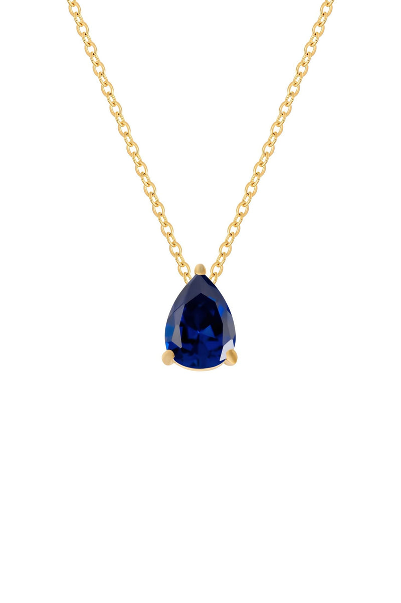 Adele Teardrop Necklace Gold Sapphire