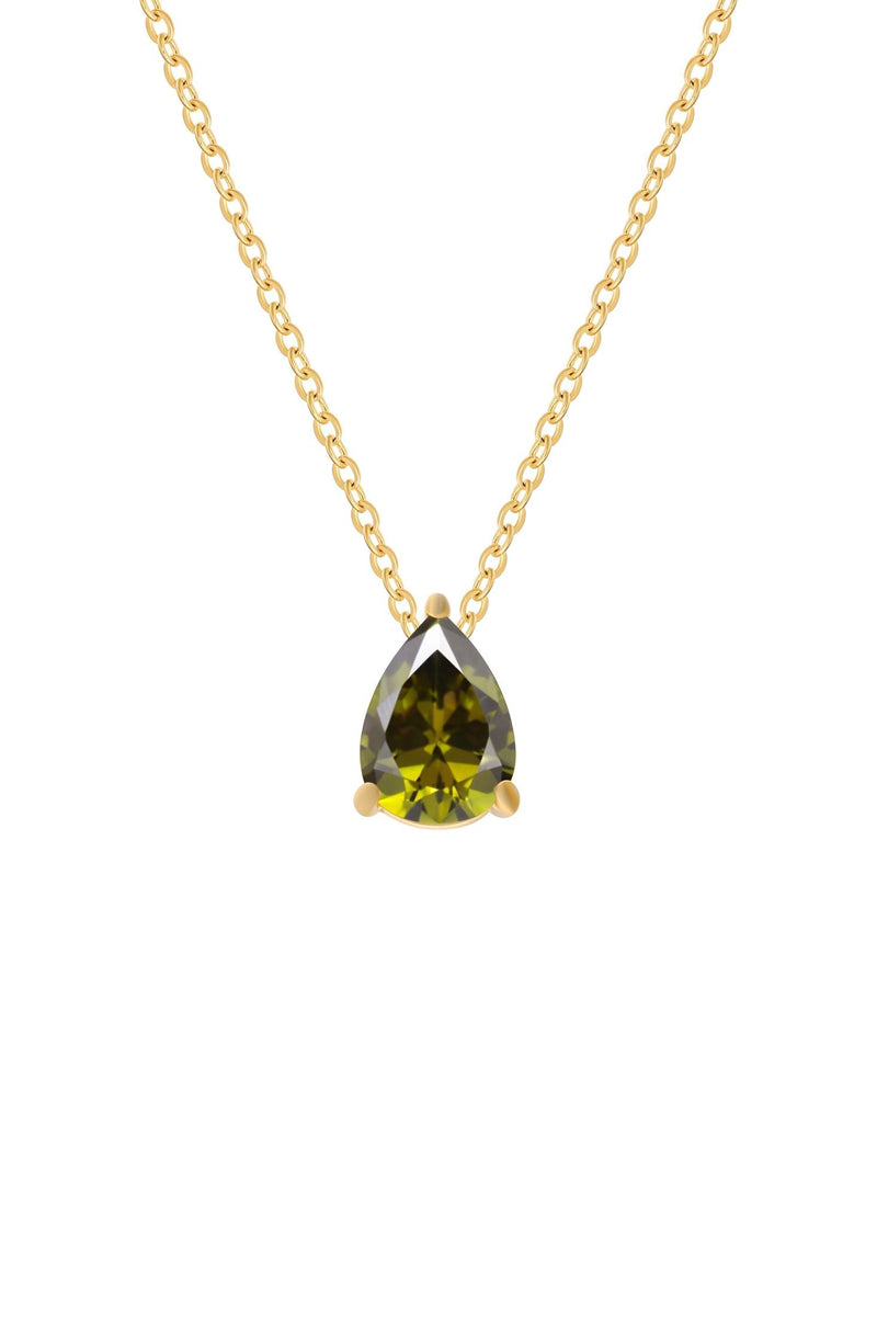 Adele Teardrop Necklace Gold Peridot