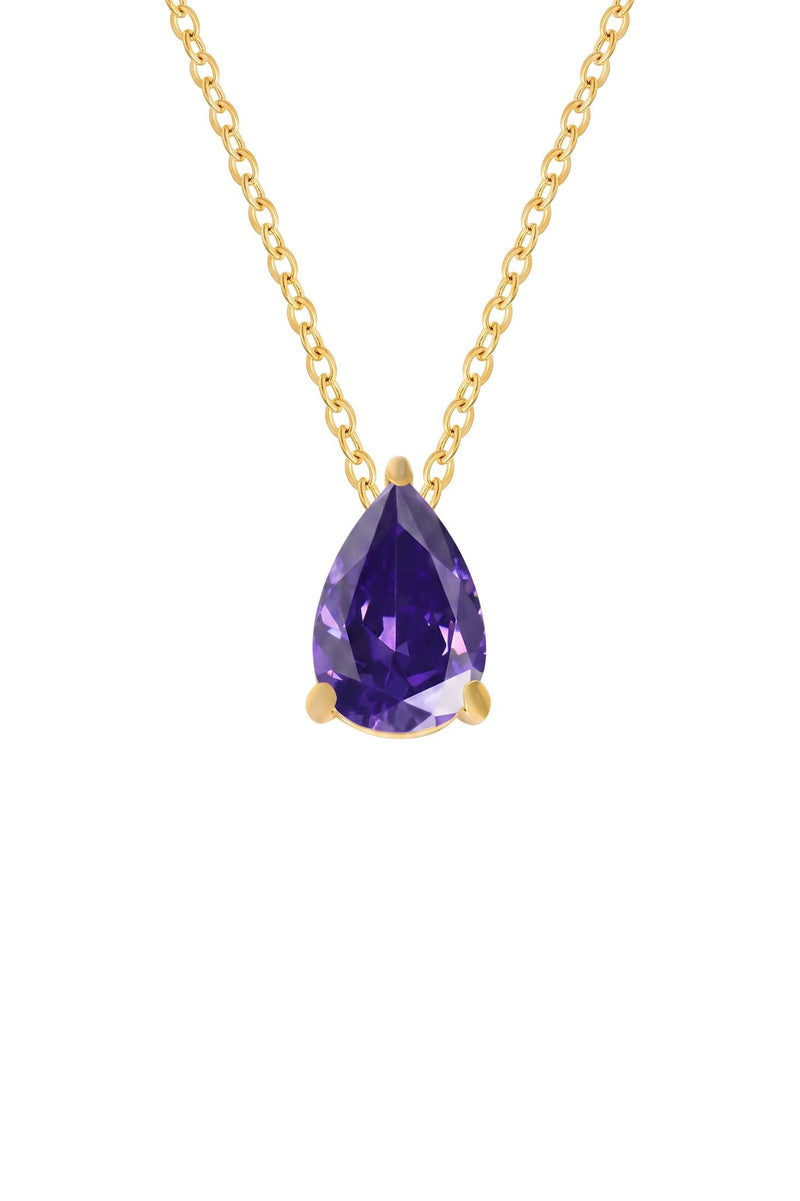 Adele Teardrop Necklace Gold Amethyst