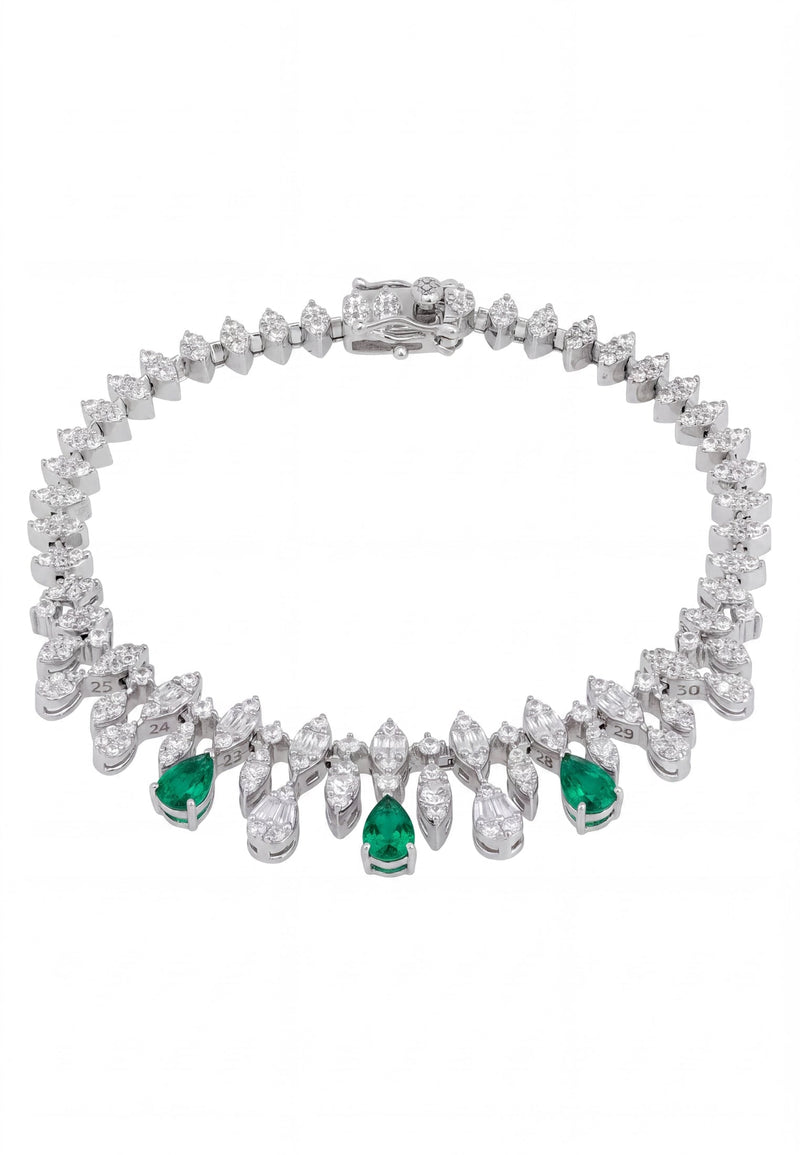 Duchess Emerald Tennis Bracelet Silver
