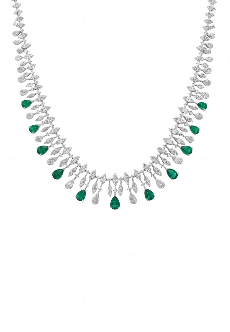 Duchess Emerald Statement Necklace Silver