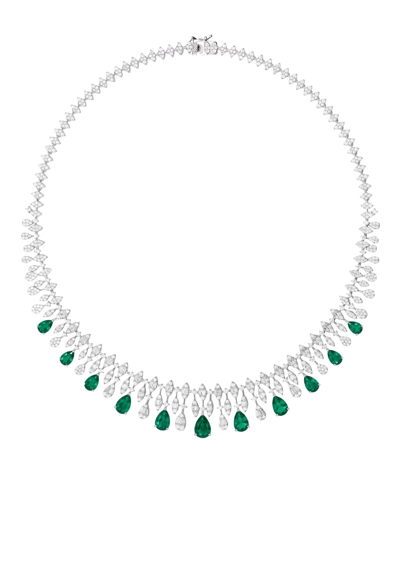 Duchess Emerald Statement Necklace Silver