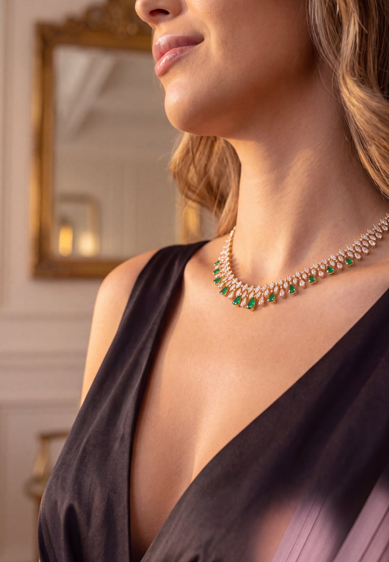 Duchess Emerald Statement Necklace Gold
