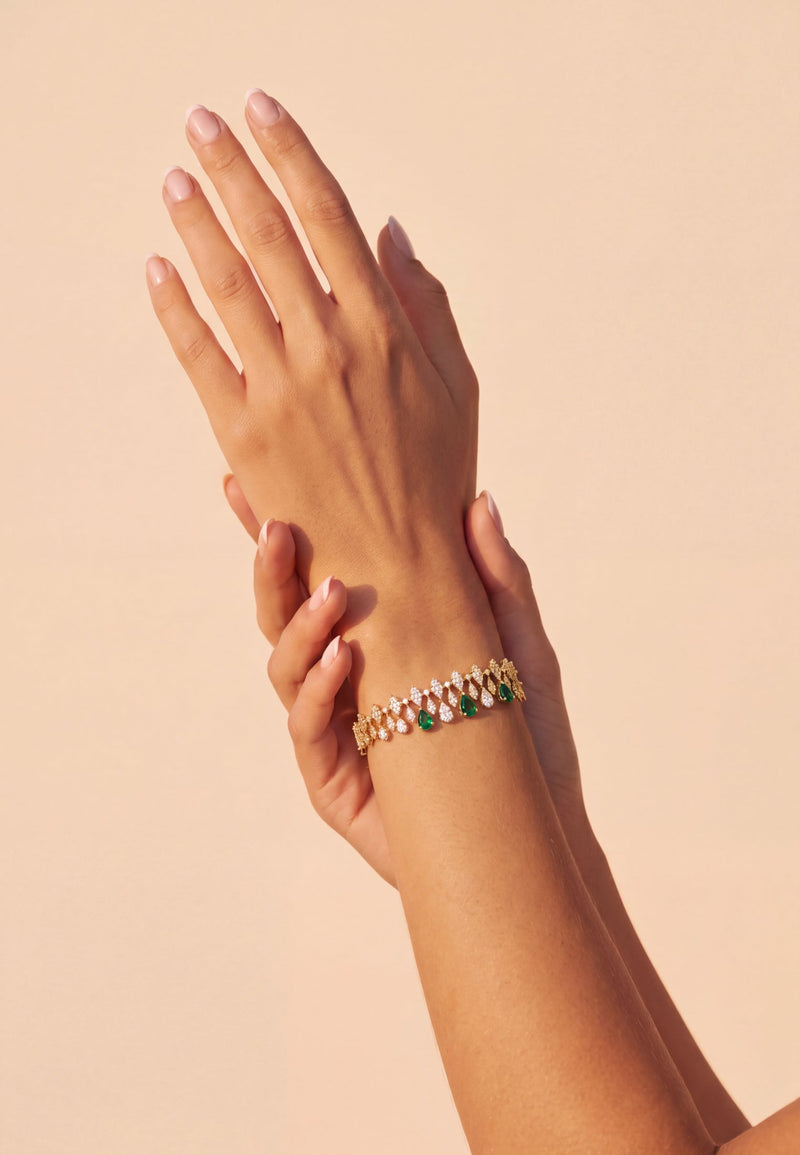 Duchess Emerald Tennis Bracelet Gold