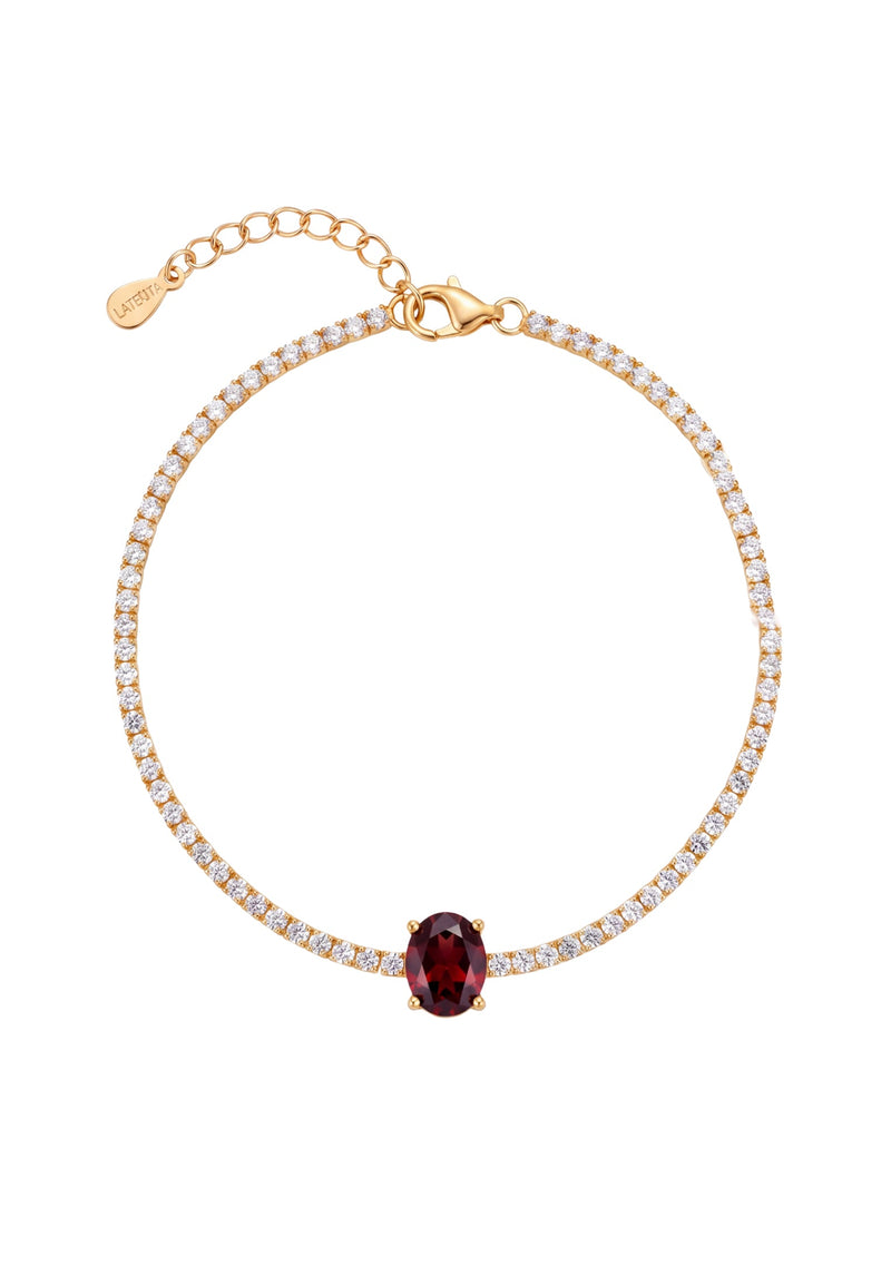 Garbo Oval Gemstone Tennis Bracelet Ruby Gold
