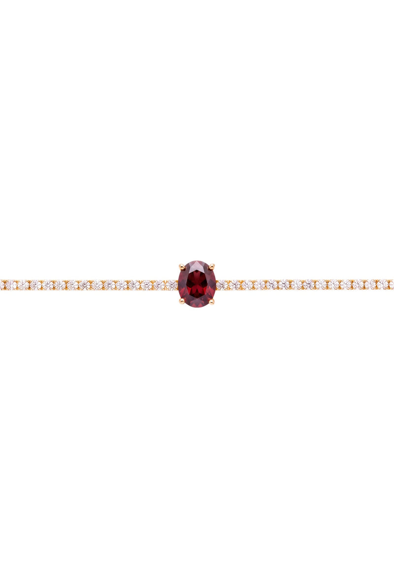 Garbo Oval Gemstone Tennis Bracelet Ruby Gold