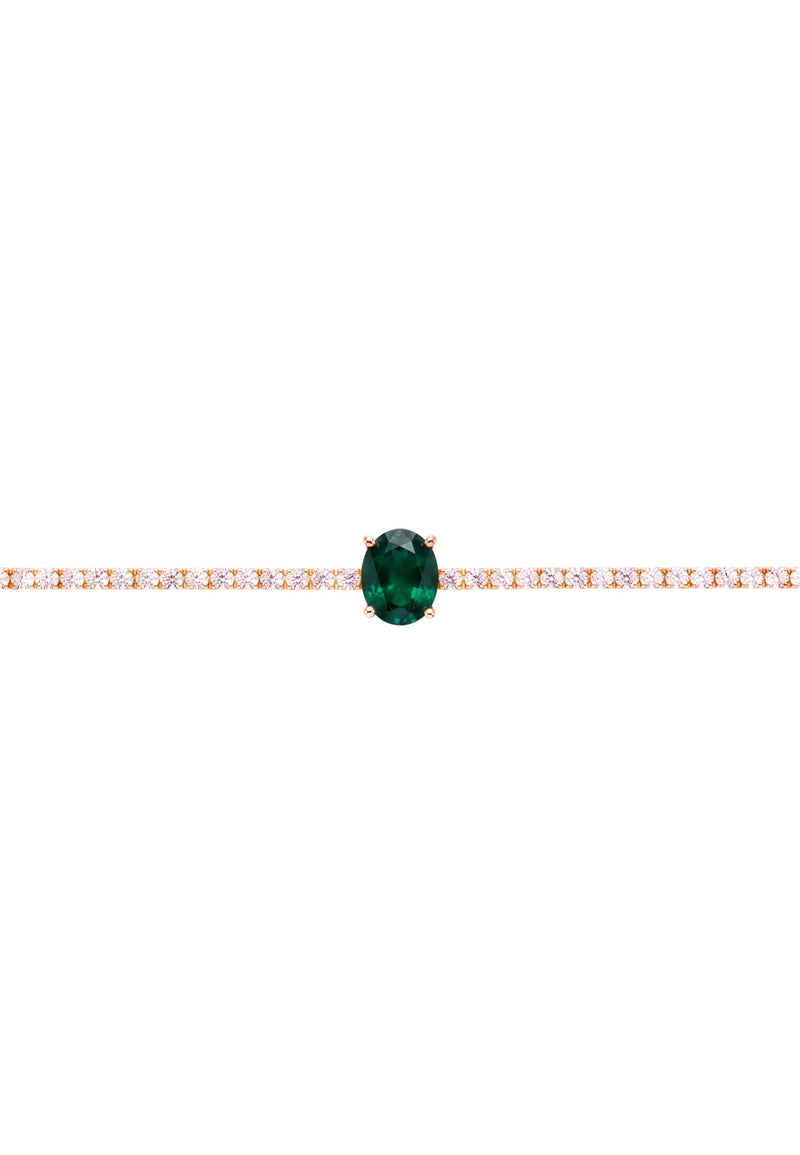 Garbo Oval Gemstone Tennis Bracelet Emerald Gold