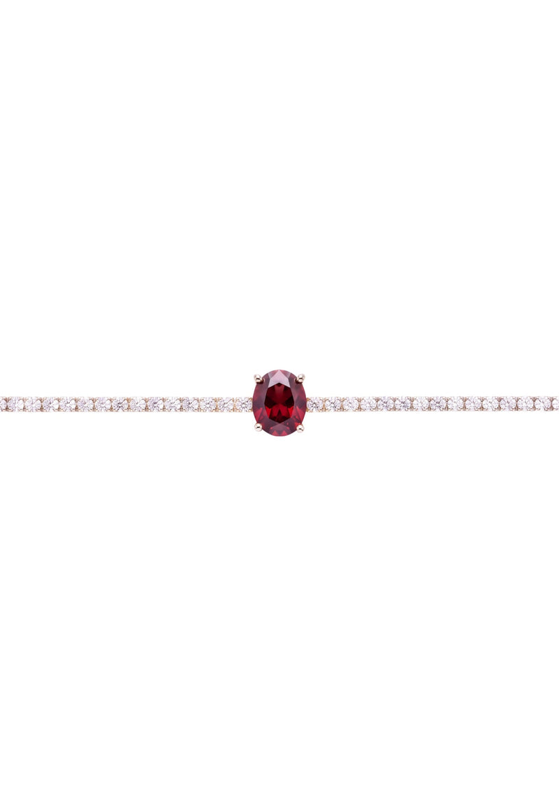Garbo Oval Gemstone Tennis Bracelet Ruby Silver