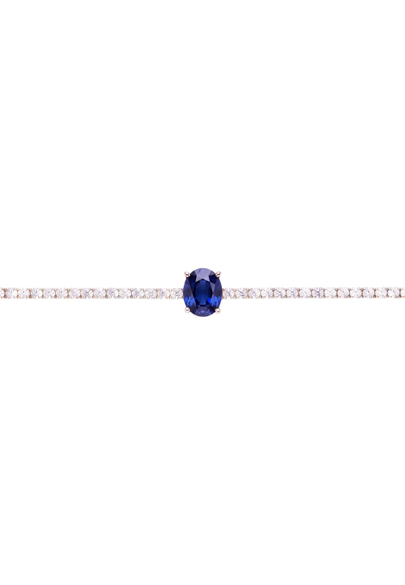 Garbo Oval Gemstone Tennis Bracelet Sapphire Silver