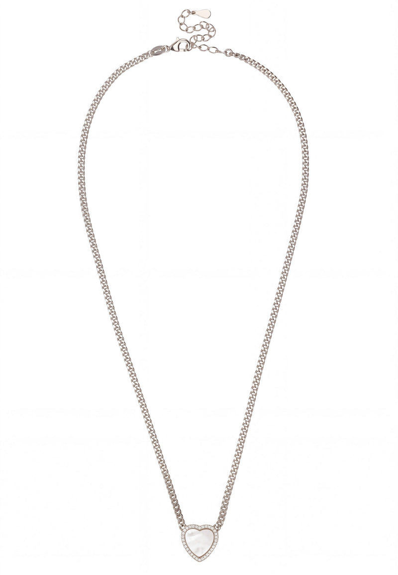 Heart Mother Of Pearl Necklace Silver