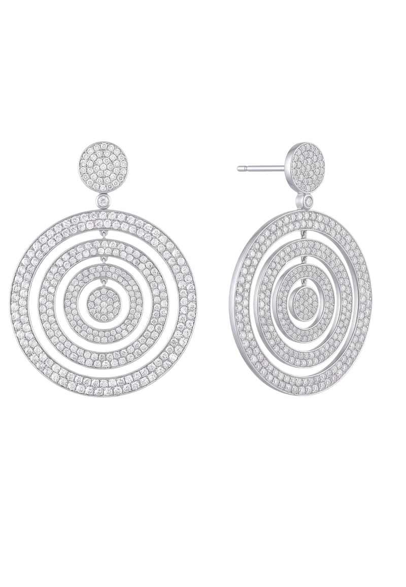 Whirlpool Trance Statement Drop Earrings Silver