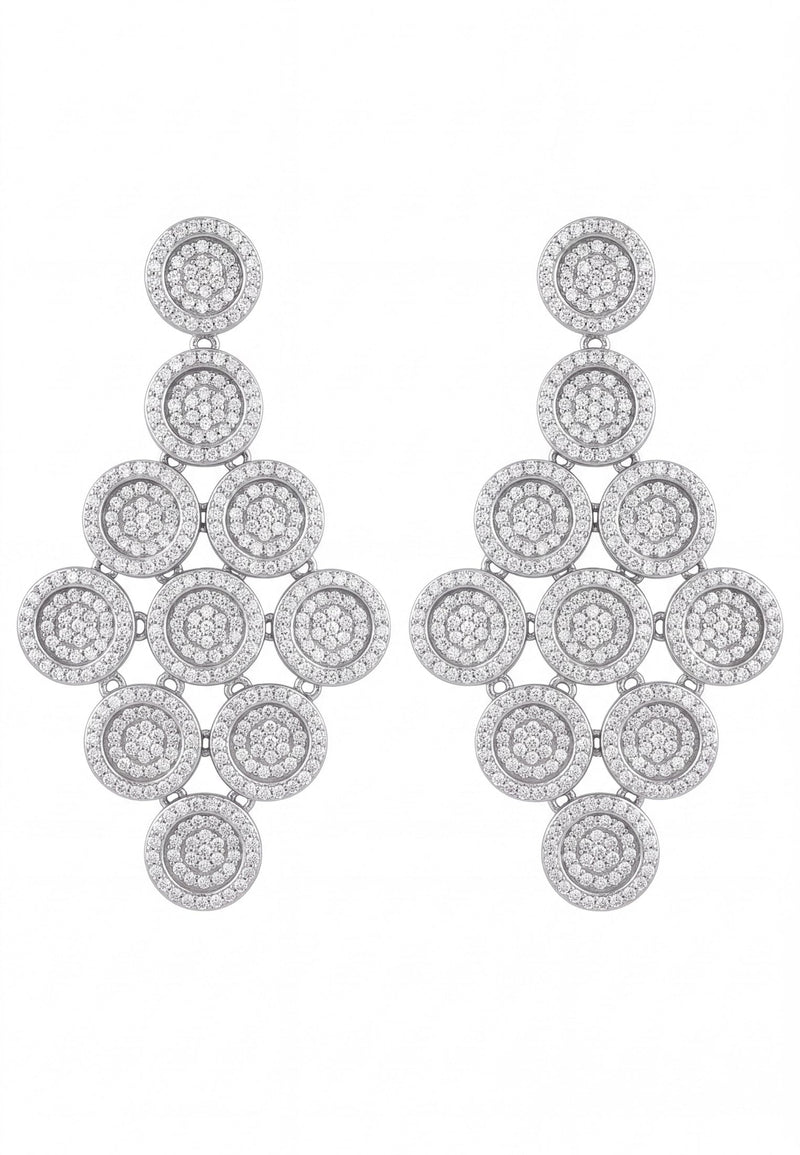 Mirage Disc Cascading Drop Earrings Silver