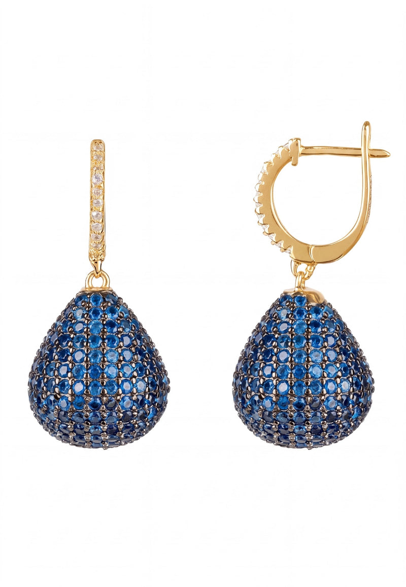 Valerie Pear Drop Gemstone Earrings Gold Sapphire Blue